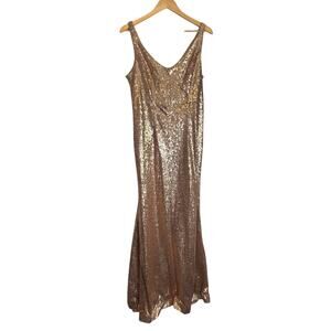 Jump Apparel Gold Sequin Floor Length Formal Dress Size 11 12 Prom Dance Evening